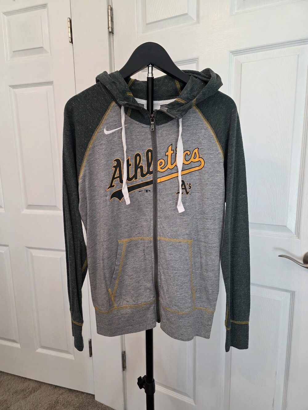 Nike Gray & Dark Green Athletics Zip Hoodie